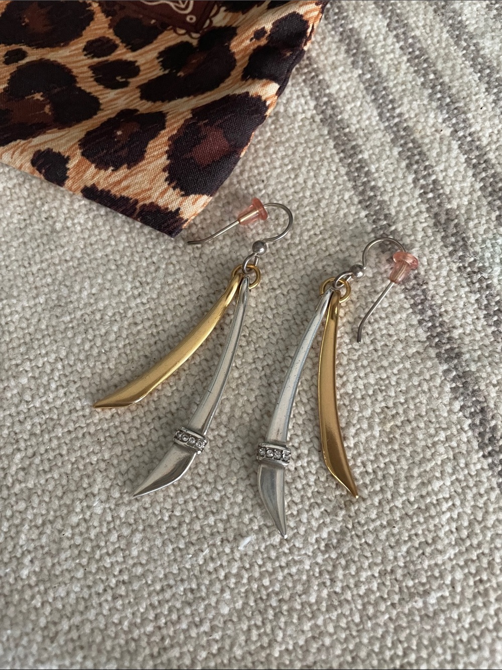 Brighton Two-Tone Gold & Silver Drop Earrings with Crystal Band
